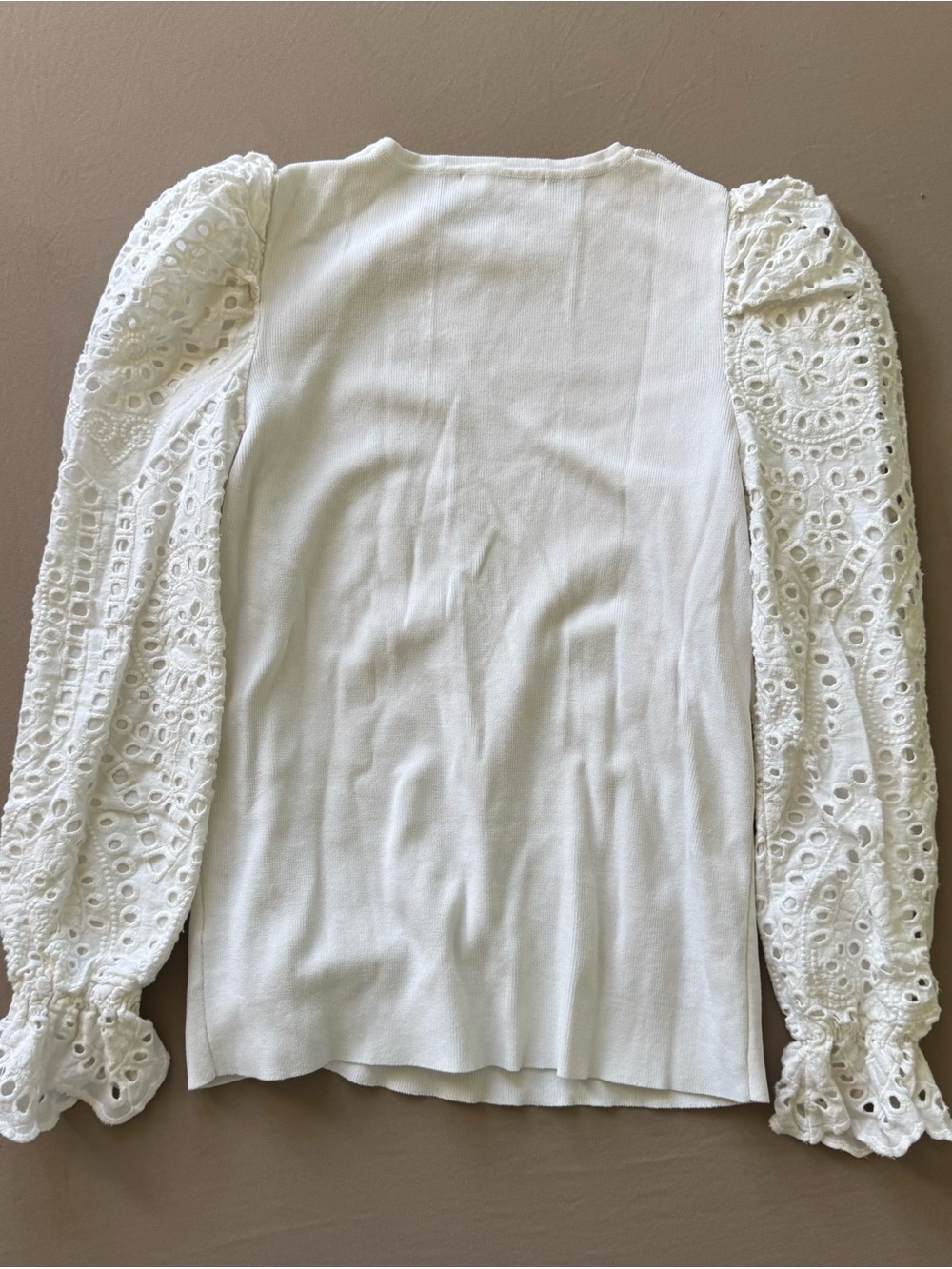 EPIK Lace Eyelet Puff Sleeve Top - Picture 2 of 5
